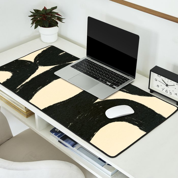Abstract black shapes pattern N01 Desk Mat Gallery Image 2