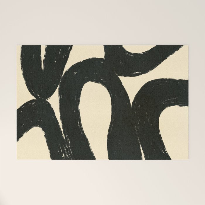 Abstract black shapes pattern N01 Welcome Mat