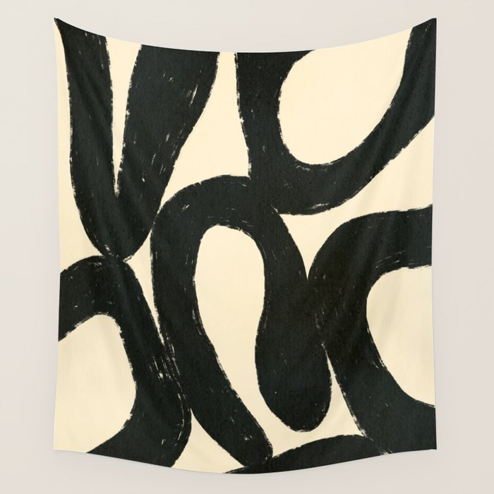 Abstract black shapes pattern N01 Wall Tapestry Gallery Image 4
