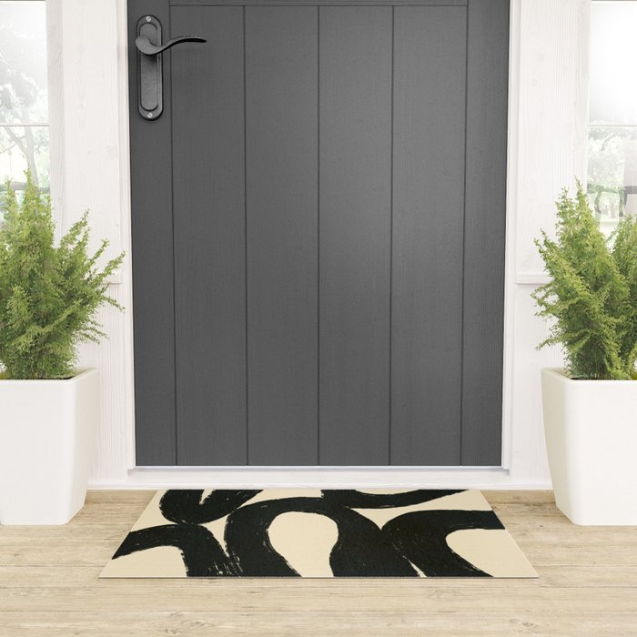Abstract black shapes pattern N01 Welcome Mat Gallery Image 3