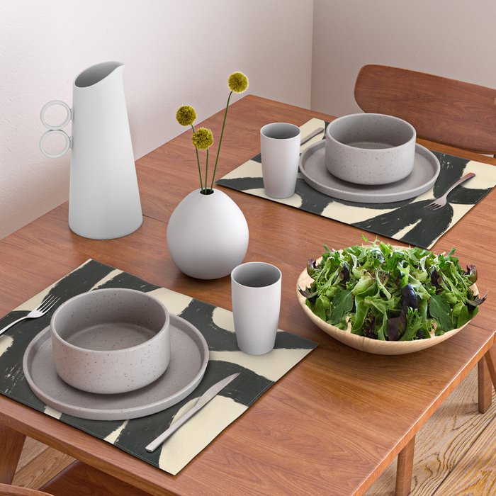 Abstract black shapes pattern N01 Placemat Gallery Image 2