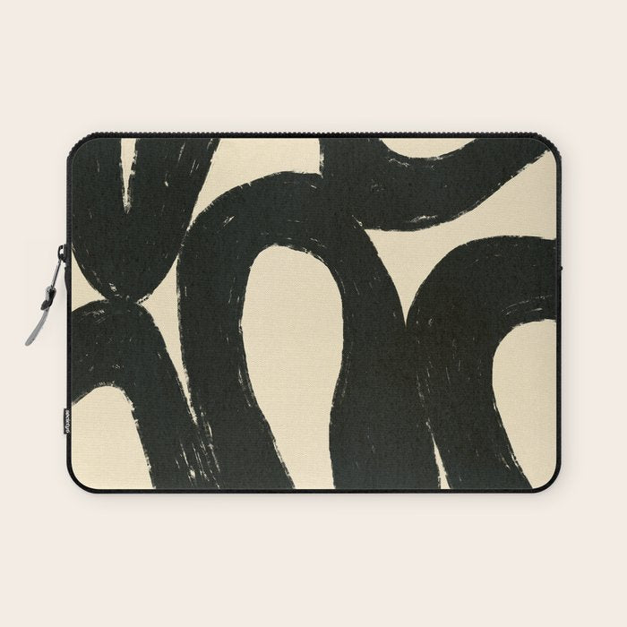 Abstract black shapes pattern N01 Laptop Sleeve Gallery Image 1