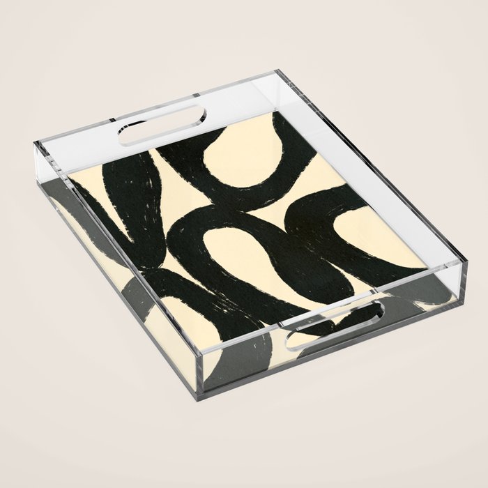 Abstract black shapes pattern N01 Acrylic Tray Gallery Image 1