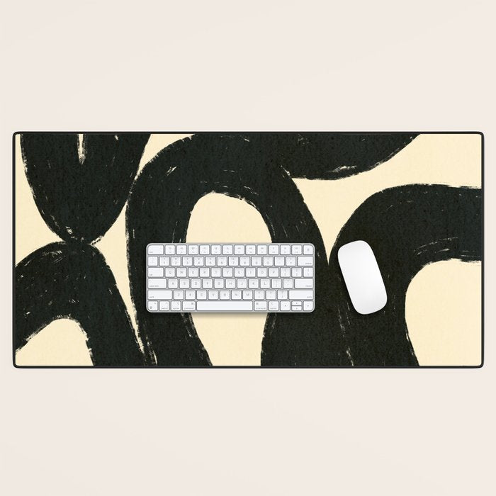 Abstract black shapes pattern N01 Desk Mat Gallery Image 1