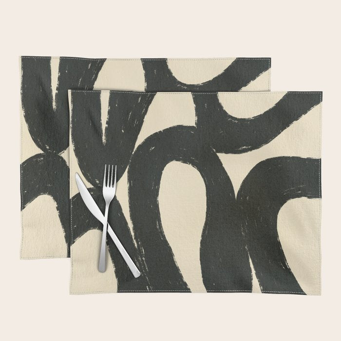 Abstract black shapes pattern N01 Placemat Gallery Image 1