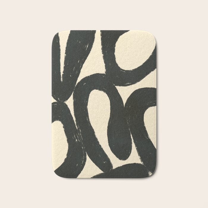 Abstract black shapes pattern N01 Bath Mat Gallery Image 1