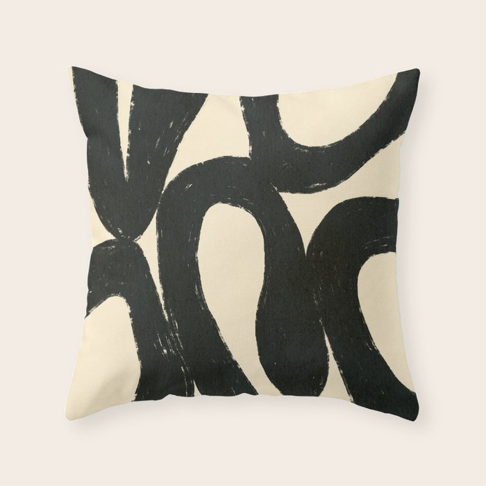 Abstract black shapes pattern N01 Throw Pillow Gallery Image 6