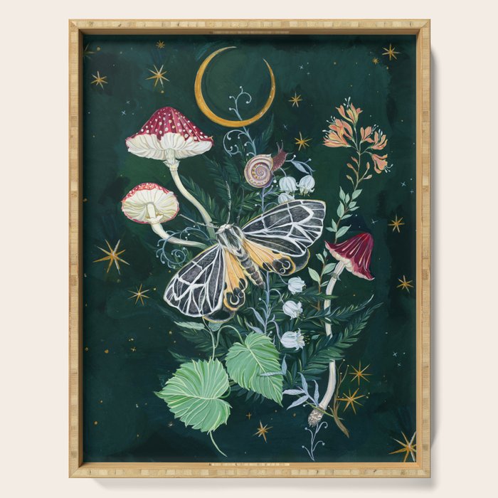 Mushroom night moth Serving Tray Gallery Image 1