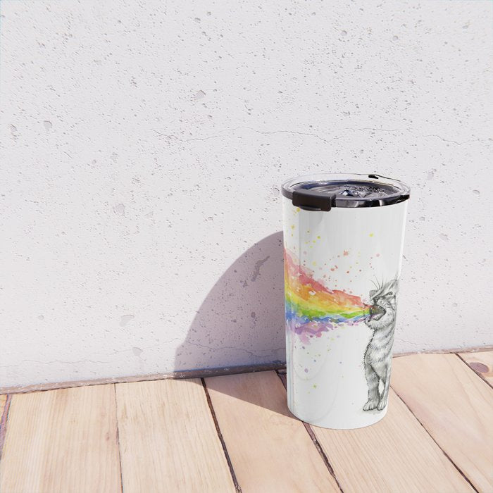 Kitten Puking Rainbow Travel Mug Gallery Image 4