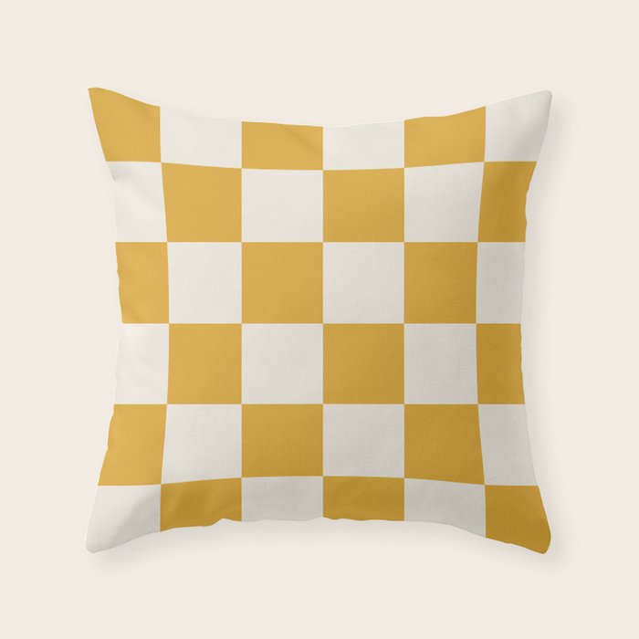 Checkered (Yellow Cream) Throw Pillow Gallery Image 6