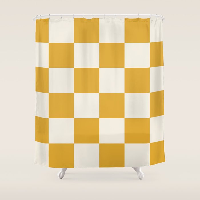 Checkered (Yellow Cream) Shower Curtain Gallery Image 1