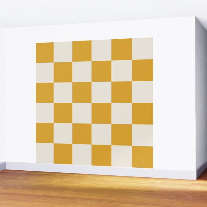 Checkered (Yellow Cream) Wall Mural Gallery Image 2