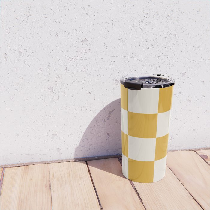 Checkered (Yellow Cream) Travel Mug Gallery Image 4
