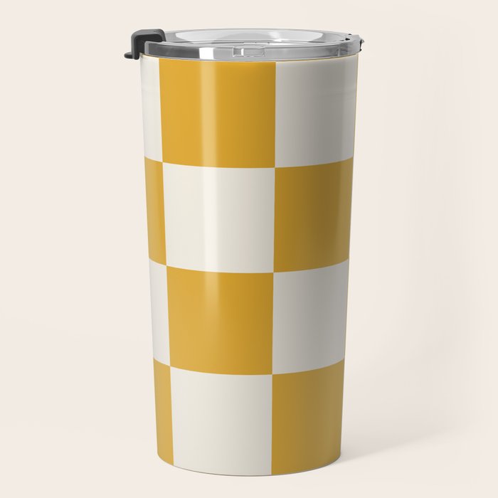 Checkered (Yellow Cream) Travel Mug Gallery Image 3