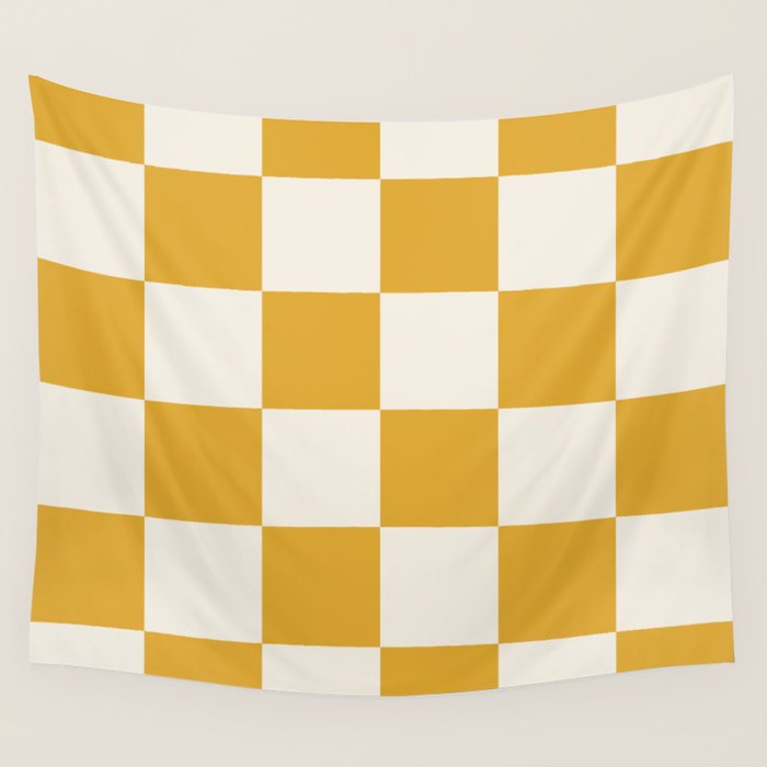 Checkered (Yellow Cream) Wall Tapestry Gallery Image 4
