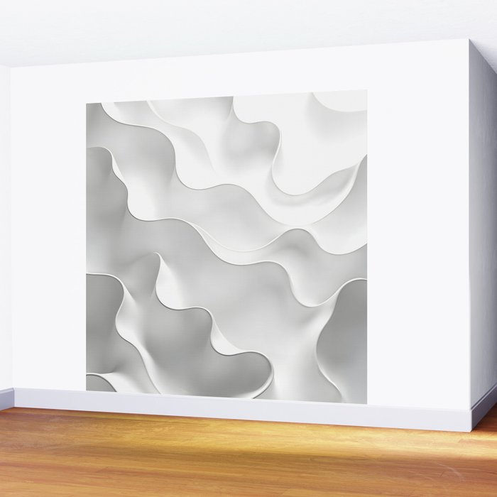 Milky Waves, Abstract Black White Monochromatic, Minimal Minimalistic Minimalism Photography Calm Wall Mural Gallery Image 2
