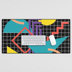Memphis Pattern - 80s Retro Black Desk Mat Gallery Image 1