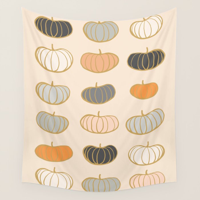 Retro Pumpkin Pattern Collection 1 Wall Tapestry Gallery Image 4