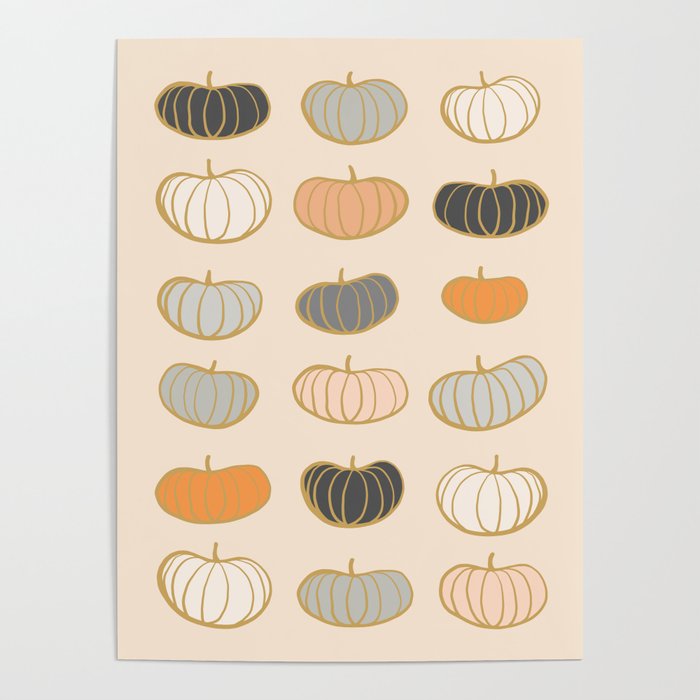 Retro Pumpkin Pattern Collection 1 Poster Gallery Image 1