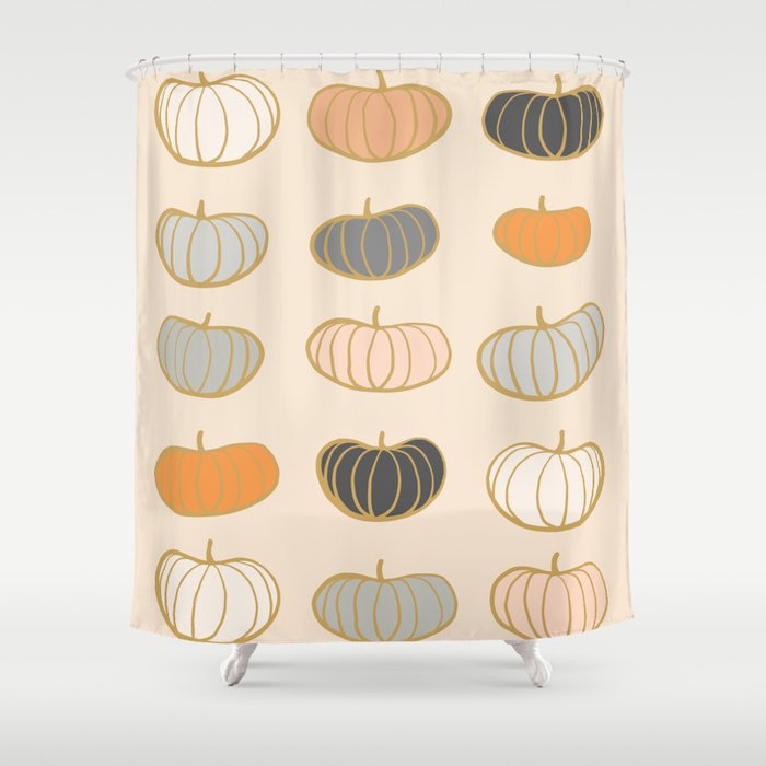 Retro Pumpkin Pattern Collection 1 Shower Curtain Gallery Image 1
