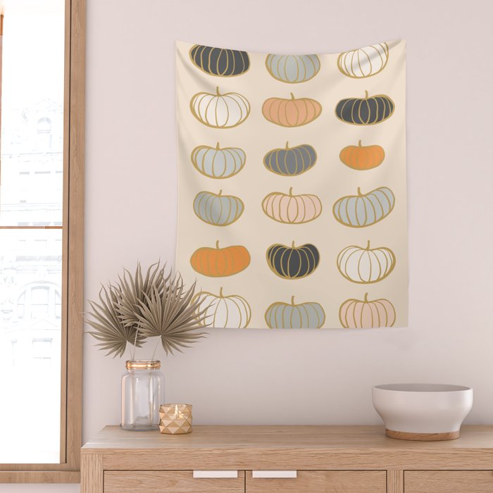 Retro Pumpkin Pattern Collection 1 Wall Tapestry Gallery Image 2