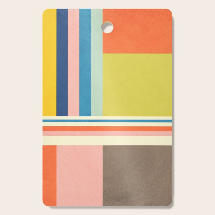 Modern Colorful Stripes Pastel Tones Artwork Cutting Board Gallery Image 1