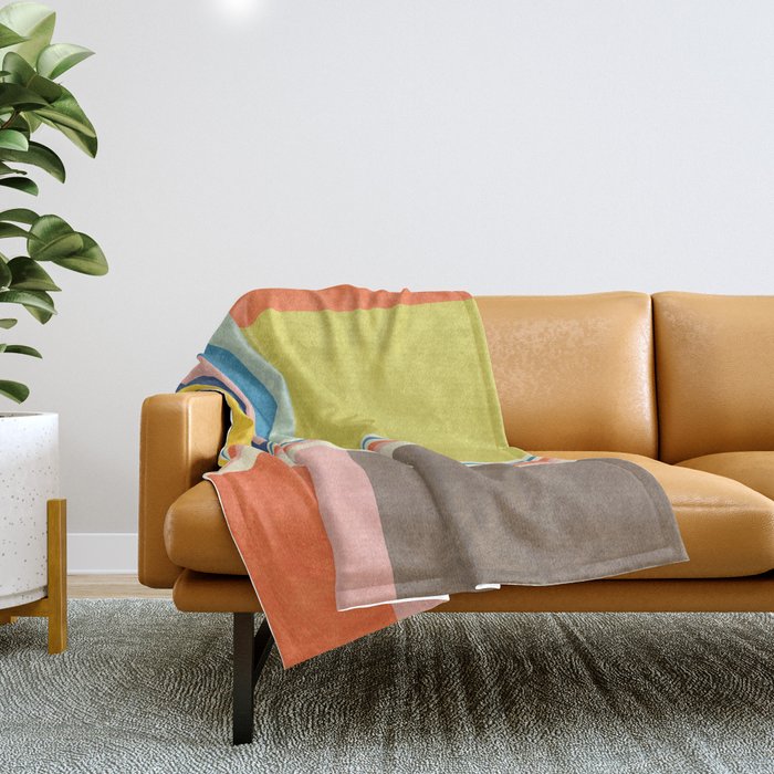 Modern Colorful Stripes Pastel Tones Artwork Throw Blanket Gallery Image 1