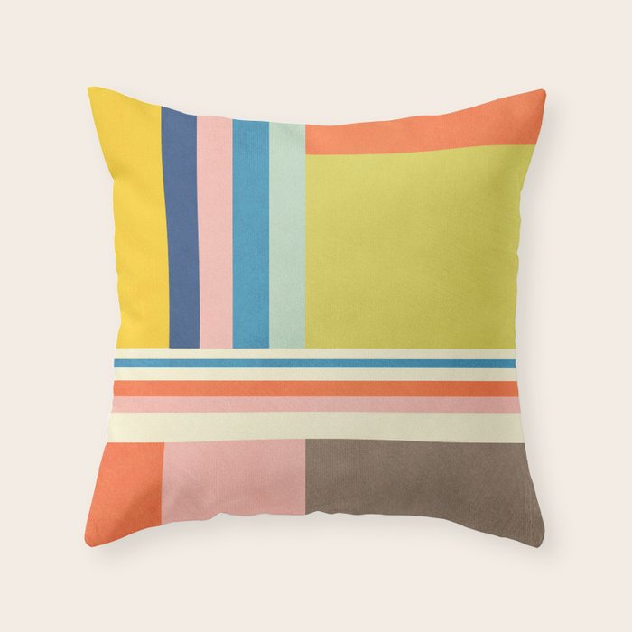 Modern Colorful Stripes Pastel Tones Artwork Throw Pillow Gallery Image 6