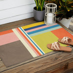 Modern Colorful Stripes Pastel Tones Artwork Outdoor Rug Gallery Image 2