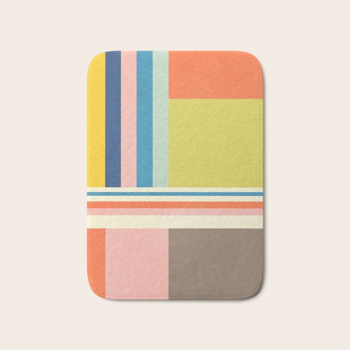 Modern Colorful Stripes Pastel Tones Artwork Bath Mat Gallery Image 1