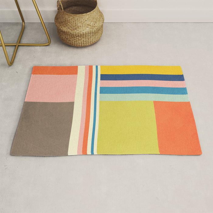 Modern Colorful Stripes Pastel Tones Artwork Rug Gallery Image 1