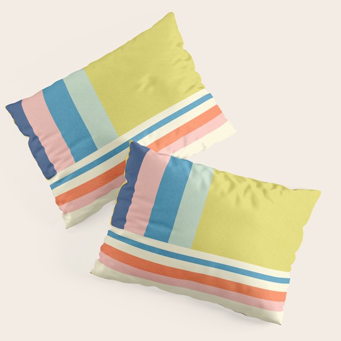 Modern Colorful Stripes Pastel Tones Artwork Pillow Sham Gallery Image 3