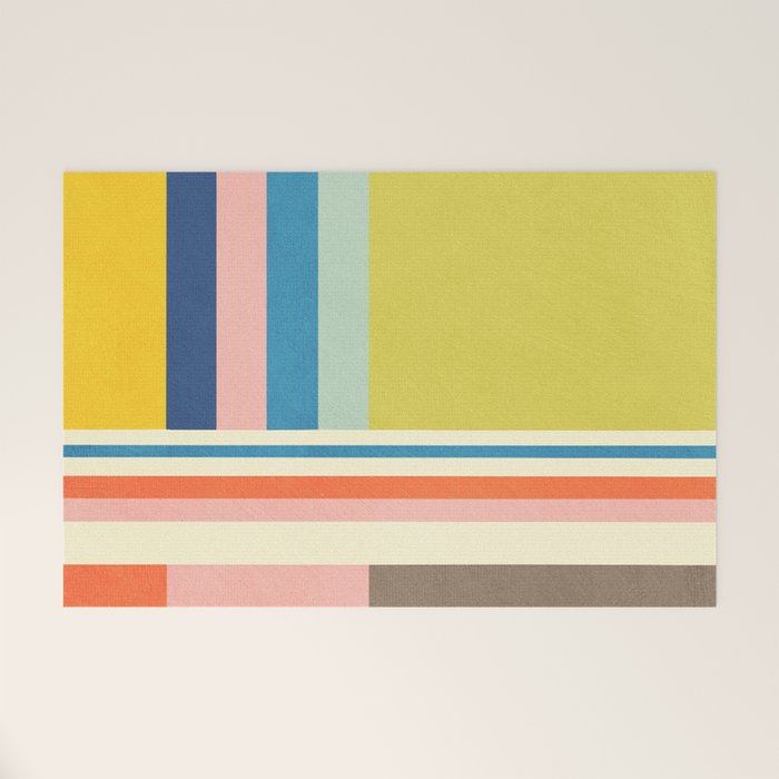 Modern Colorful Stripes Pastel Tones Artwork Welcome Mat Gallery Image 1