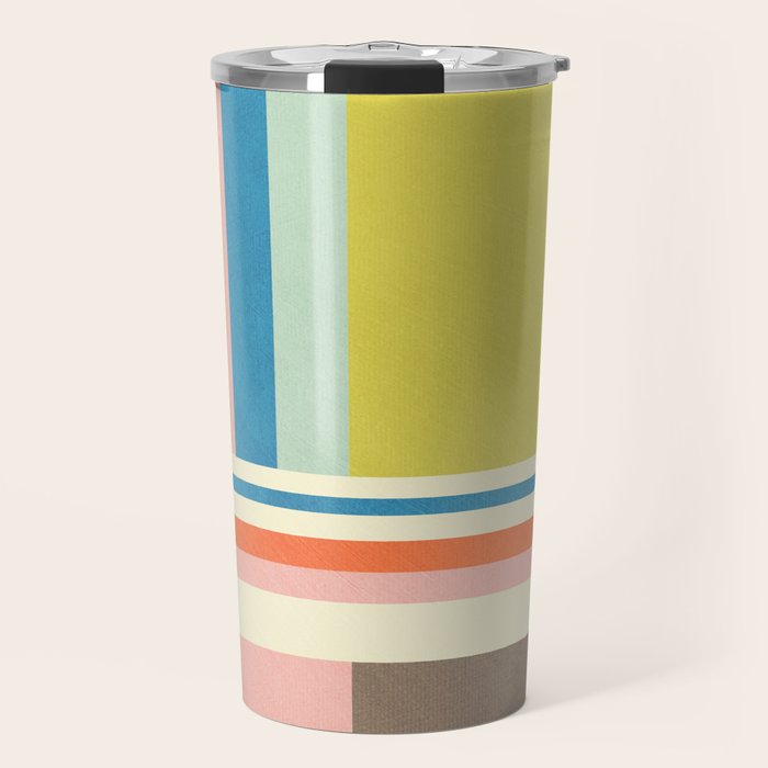 Modern Colorful Stripes Pastel Tones Artwork Travel Mug Gallery Image 1