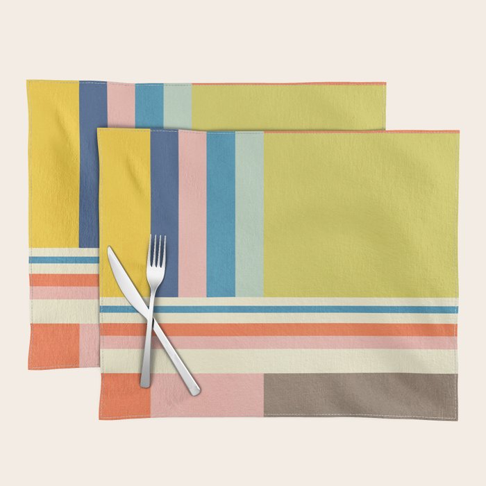 Modern Colorful Stripes Pastel Tones Artwork Placemat Gallery Image 1