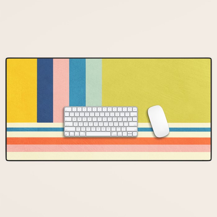 Modern Colorful Stripes Pastel Tones Artwork Desk Mat Gallery Image 1