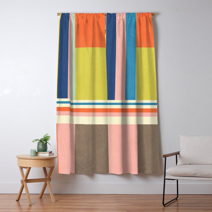 Modern Colorful Stripes Pastel Tones Artwork Window Curtain Gallery Image 5
