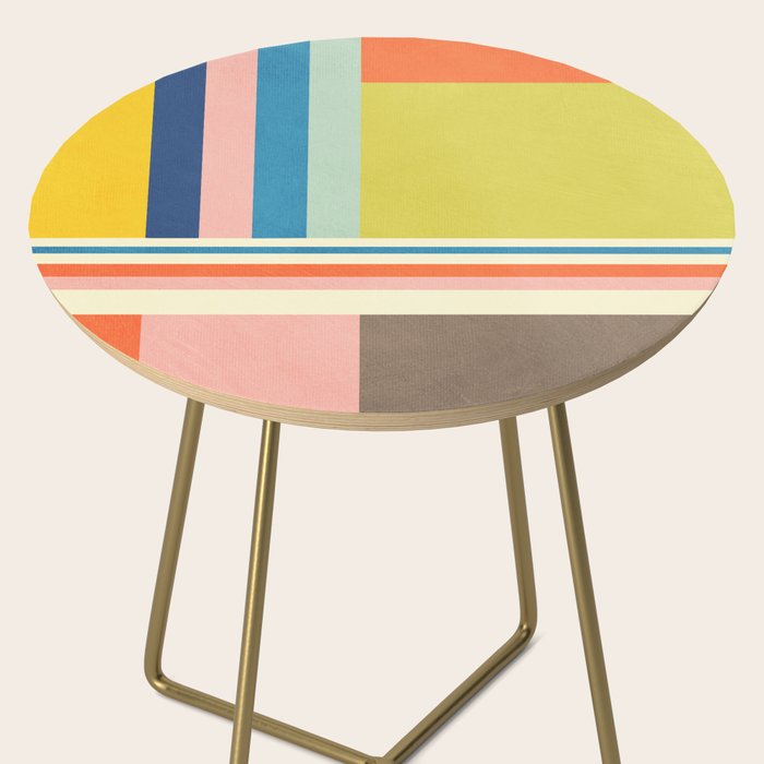 Modern Colorful Stripes Pastel Tones Artwork Side Table Gallery Image 2