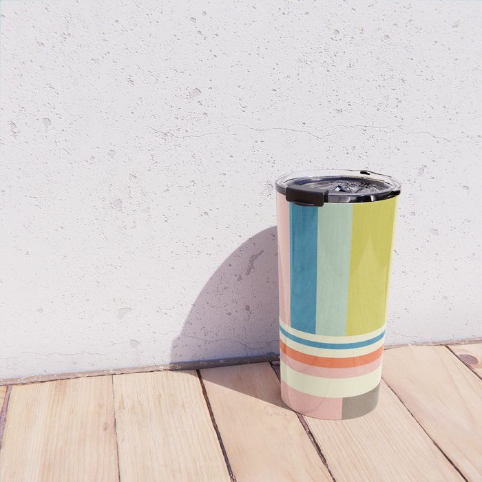 Modern Colorful Stripes Pastel Tones Artwork Travel Mug Gallery Image 4