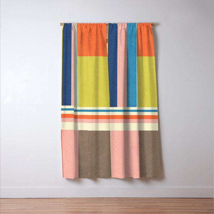 Modern Colorful Stripes Pastel Tones Artwork Window Curtain Gallery Image 3