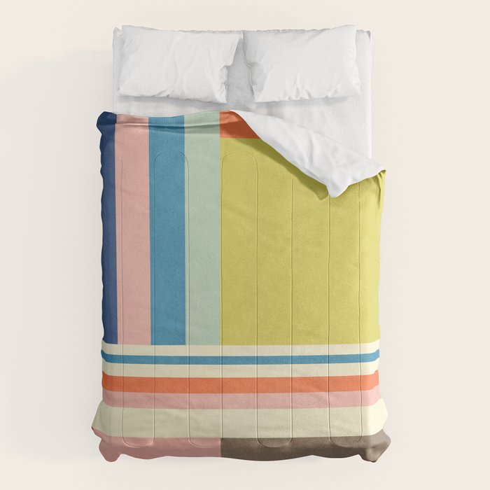 Modern Colorful Stripes Pastel Tones Artwork Comforter Gallery Image 1