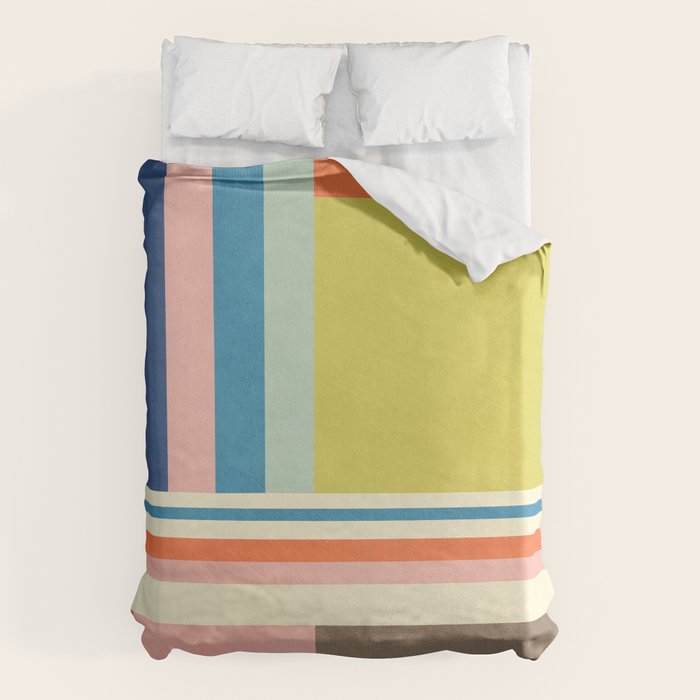 Modern Colorful Stripes Pastel Tones Artwork Duvet Cover Gallery Image 6
