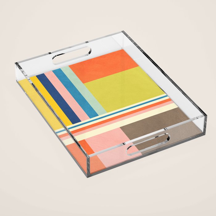 Modern Colorful Stripes Pastel Tones Artwork Acrylic Tray Gallery Image 1