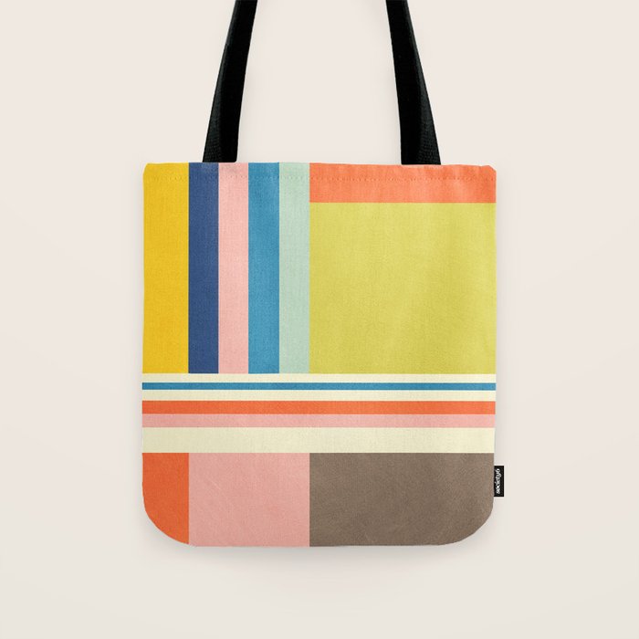 Modern Colorful Stripes Pastel Tones Artwork Tote Bag Gallery Image 1