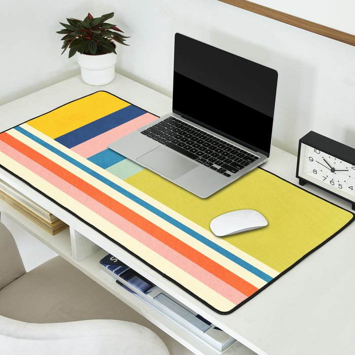 Modern Colorful Stripes Pastel Tones Artwork Desk Mat Gallery Image 2