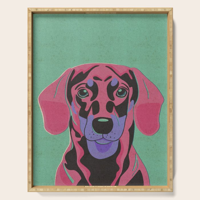 Abstract Dachshund in Pink and Purple Serving Tray Gallery Image 1