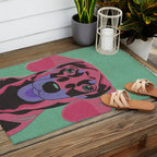 Abstract Dachshund in Pink and Purple Outdoor Rug Gallery Image 2