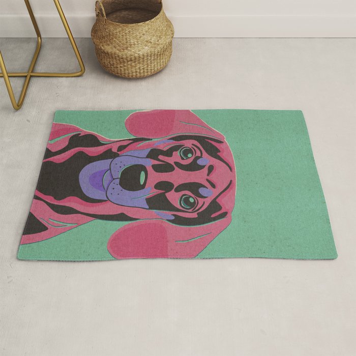 Abstract Dachshund in Pink and Purple Rug Gallery Image 1