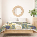 Leaf wall // navy blue pine and sage green leaves golden lines Duvet Cover Gallery Image 3
