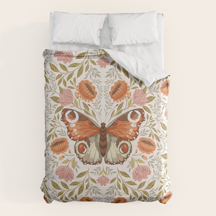 William Morris Inspired Monarch Butterfly Pattern Duvet Cover Gallery Image 1